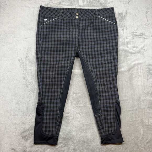 Piper by Smartpak Equestrian Riding Pants Women's 46R Blue Plaid Breeches - Picture 1 of 11
